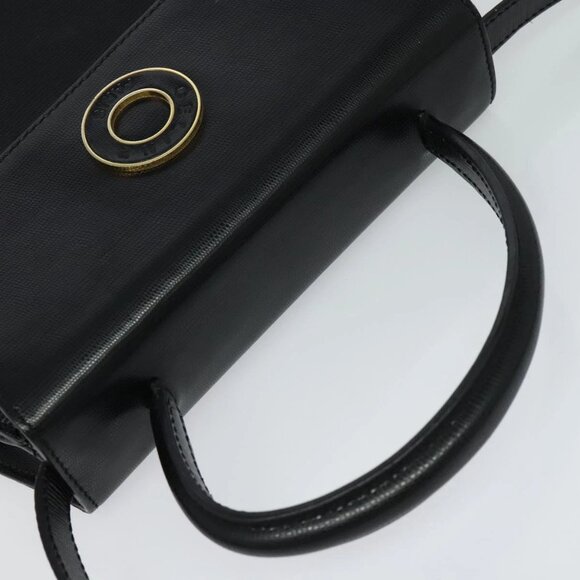 CELINE Hand Bag Leather 2way Black Gold Auth BD1319 - Picture 7 of 16